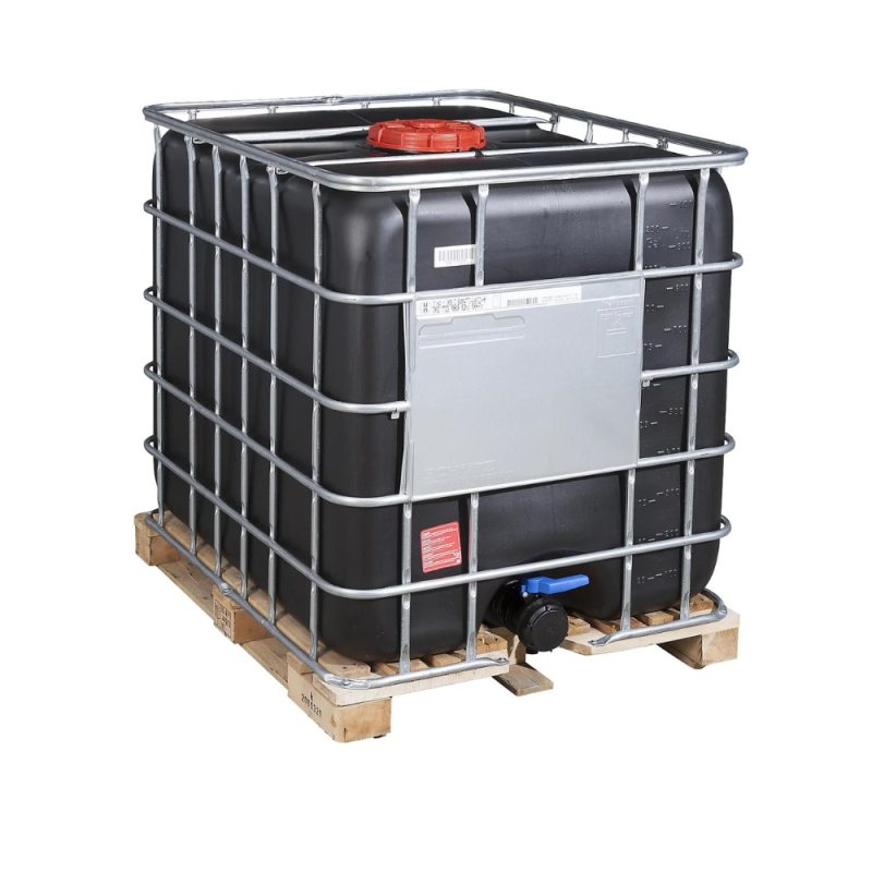 Grade 1 – Black 1000L Reconditioned IBC – Wood Pallet – Non-UN Approved
