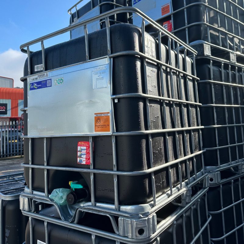 Grade 2 – Black 1000L Reconditioned IBC – Metal/Plastic Pallet – UN Approved