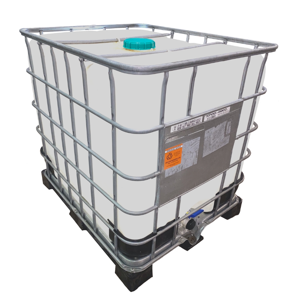 Grade 2 – Clear 1000L Reconditioned IBC – Metal/Plastic Pallet – Non-UN Approved