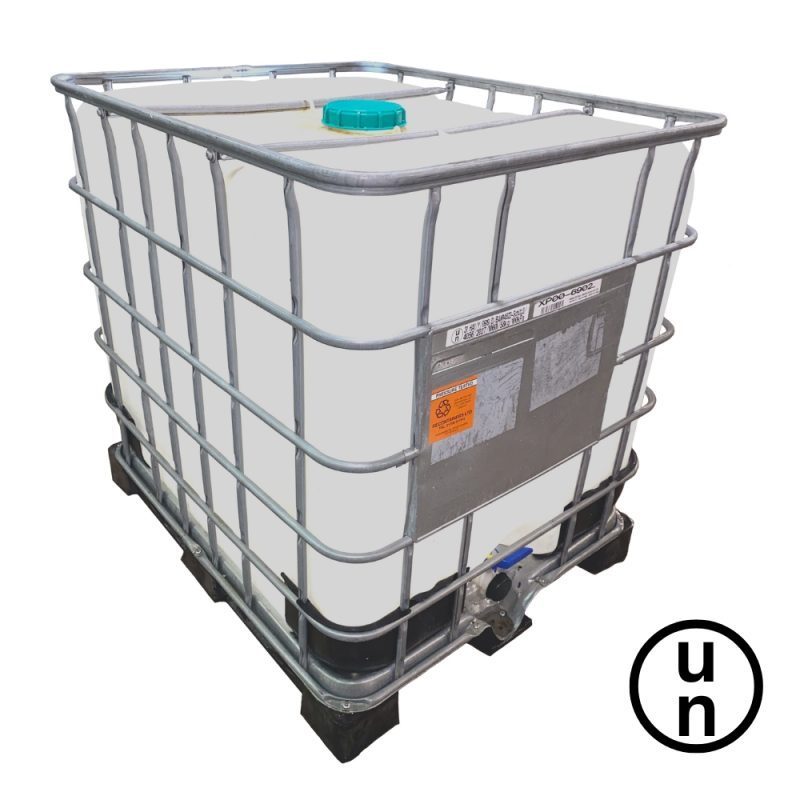 Grade 2 – Clear 1000L Reconditioned IBC – Metal/Plastic Pallet – UN Approved