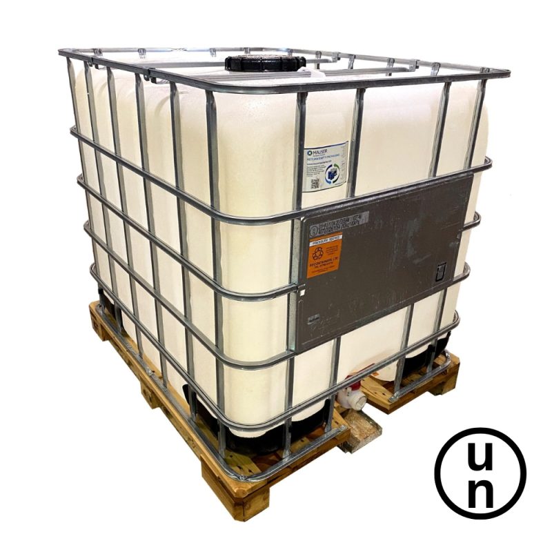 Grade 2 – Clear 1000L Reconditioned IBC – Wood Pallet – UN Approved