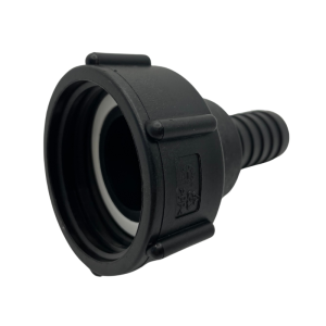 Side profile of an IBC adaptor - S60x6 (2 inch) Female to (0.75 inch) Hose Tail