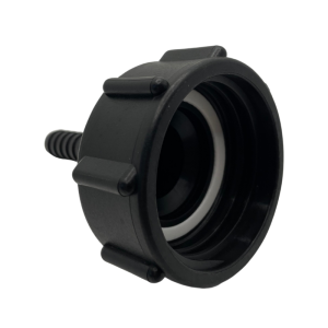 Rear profile of an IBC adaptor - S60x6 (2 inch) Female to (0.5 inch) Hose Tail