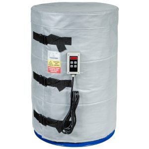 This shows a 200L Drum Insulation Lid – For High Temperature Heater, and a high temperature jacket heater also